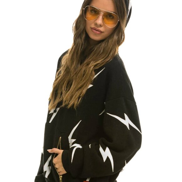 Aviator Nation Black Hoodie with White Lightning bolts (L) - Picture 2 of 9